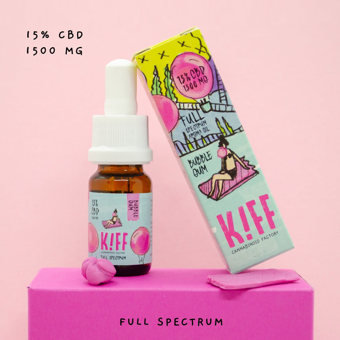 15% CBD Bubble Gum Full Spectrum [1500mg CBD] - Kiffcbd